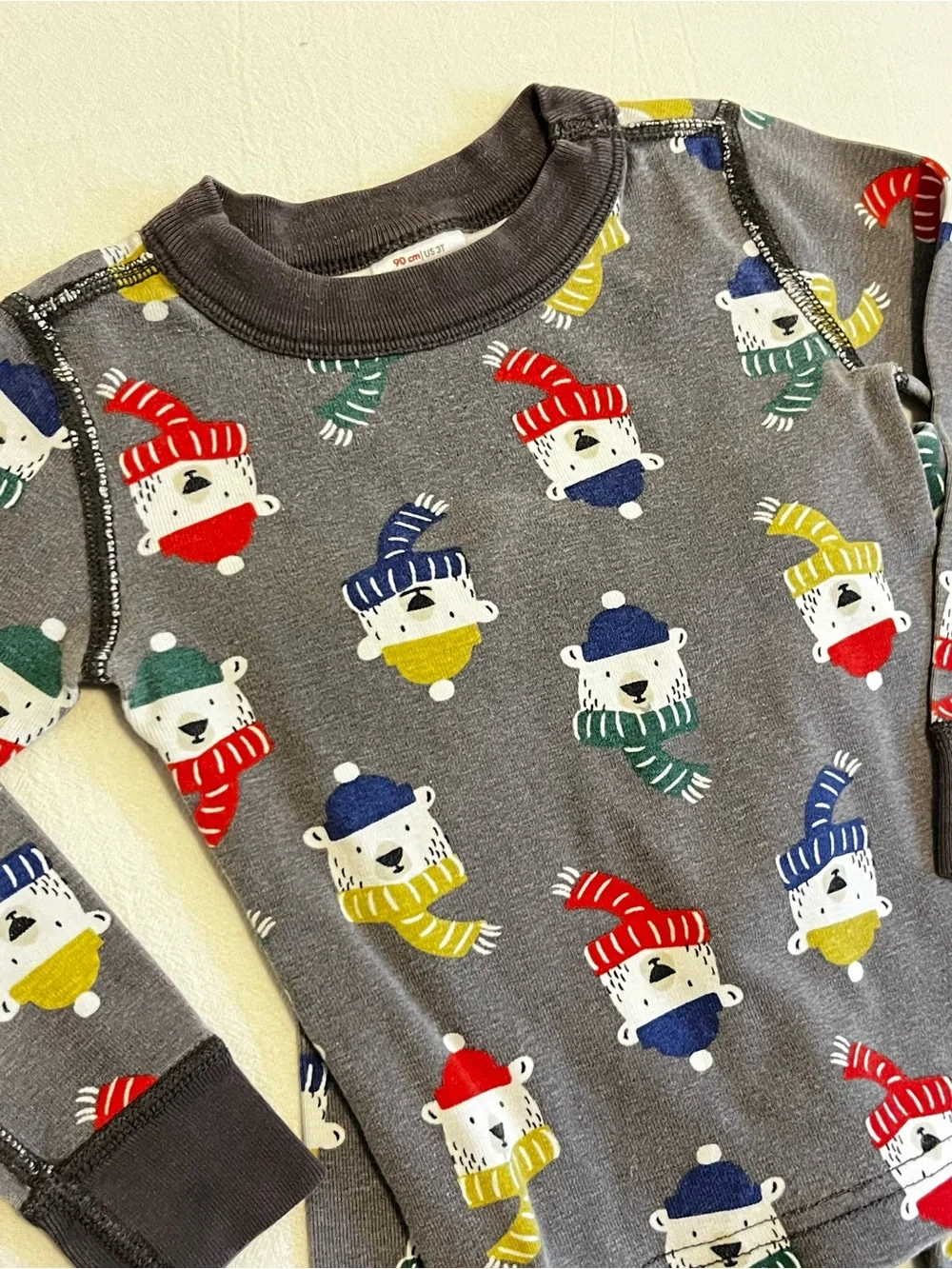 Hanna Andersson Organic Cotton Pajama Set Polar Bear Toddler 3T Gray Unisex
